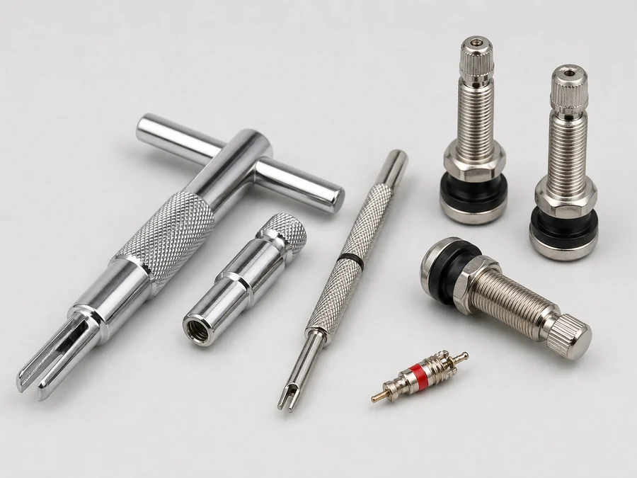 Chrome valve service tools and metal valve stems